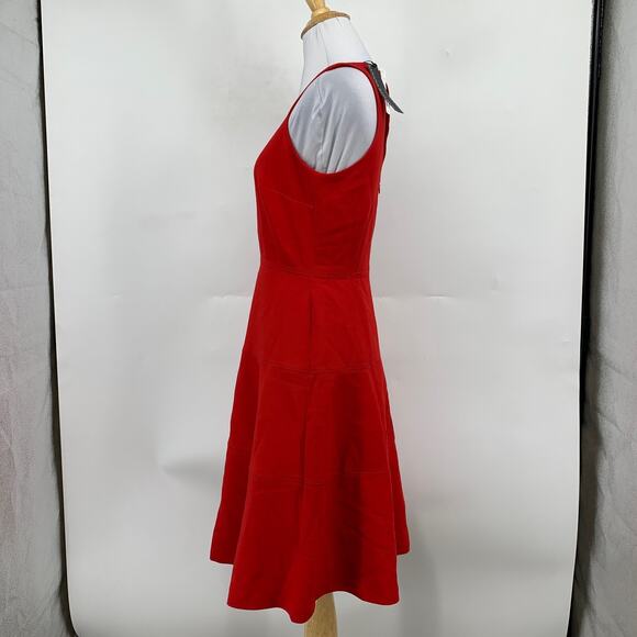 Banana Republic Dress Women 0 Red High Neck Sleeveless Keyhole Back Lined Flare - Picture 4 of 15